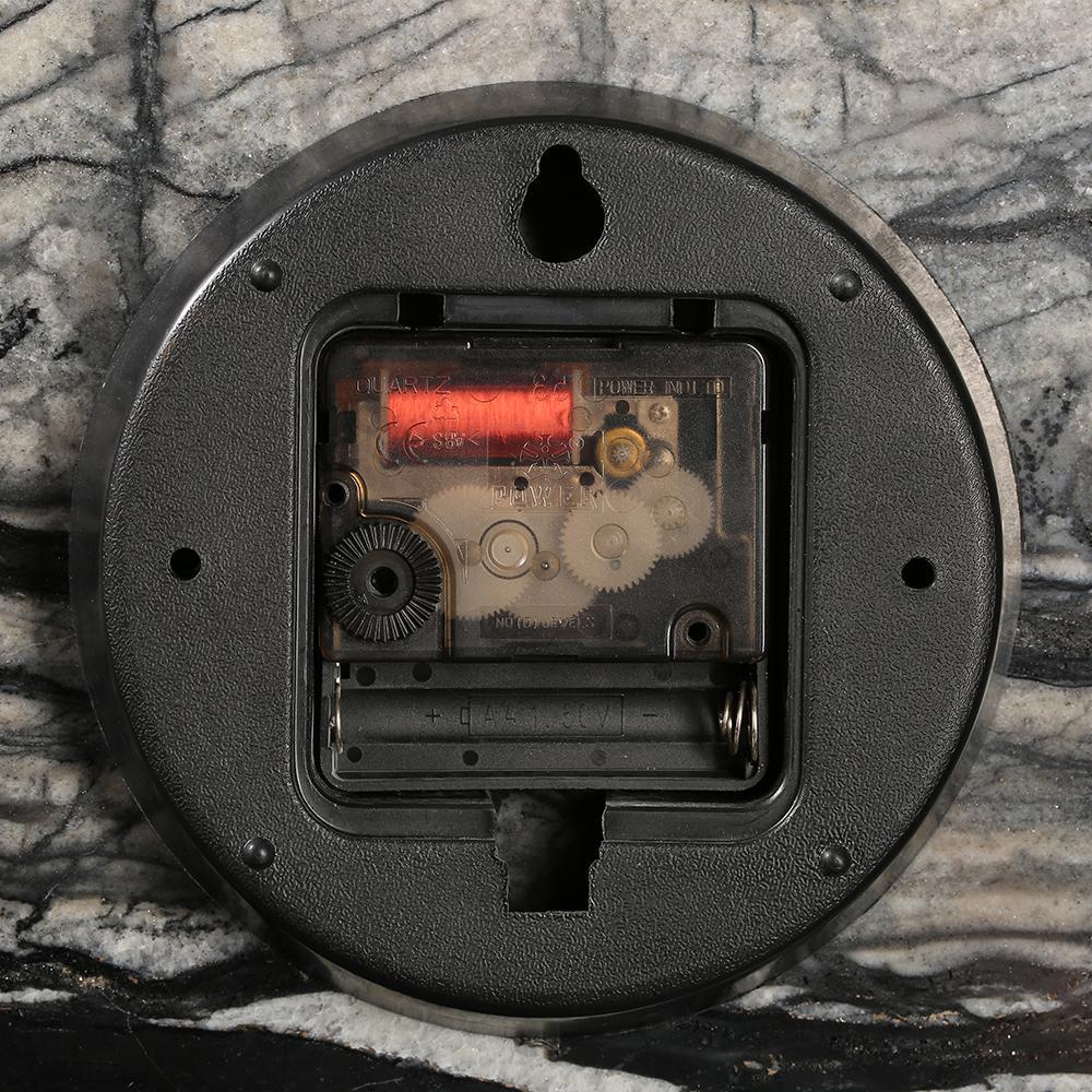 Round Marble Clock | 6 x 0.4 in | Cloudy Black Stone with Gold Hands | Rustic Accent | Brick by Brick