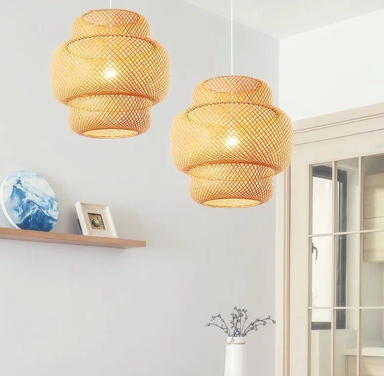 Boho Tiered Rattan Pendant Lampshade | Eco-Friendly Lighting | Handcrafted Rattan | 30cm x 35cm | Brick by Brick London 1