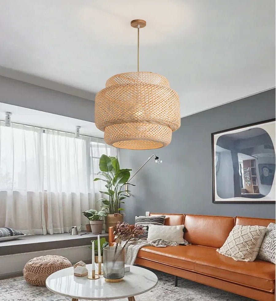 Boho Tiered Rattan Pendant Lampshade | Eco-Friendly Lighting | Handcrafted Rattan | 30cm x 35cm | Brick by Brick London 6