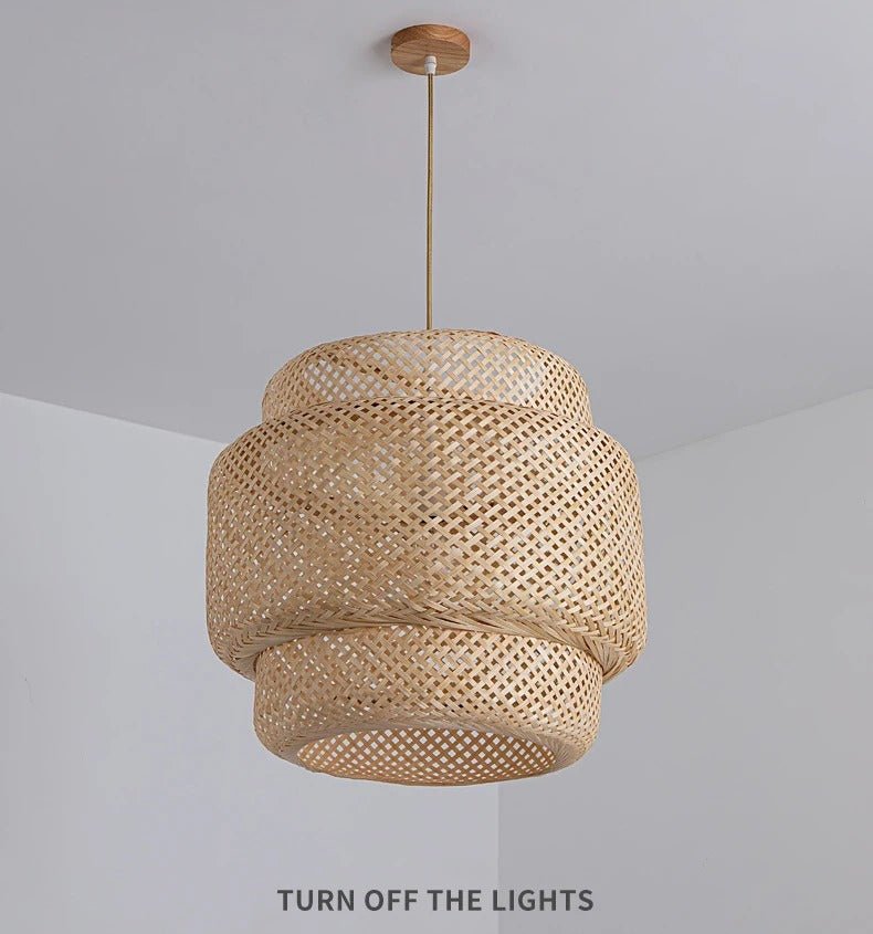 Boho Tiered Rattan Pendant Lampshade | Eco-Friendly Lighting | Handcrafted Rattan | 30cm x 35cm | Brick by Brick London 7