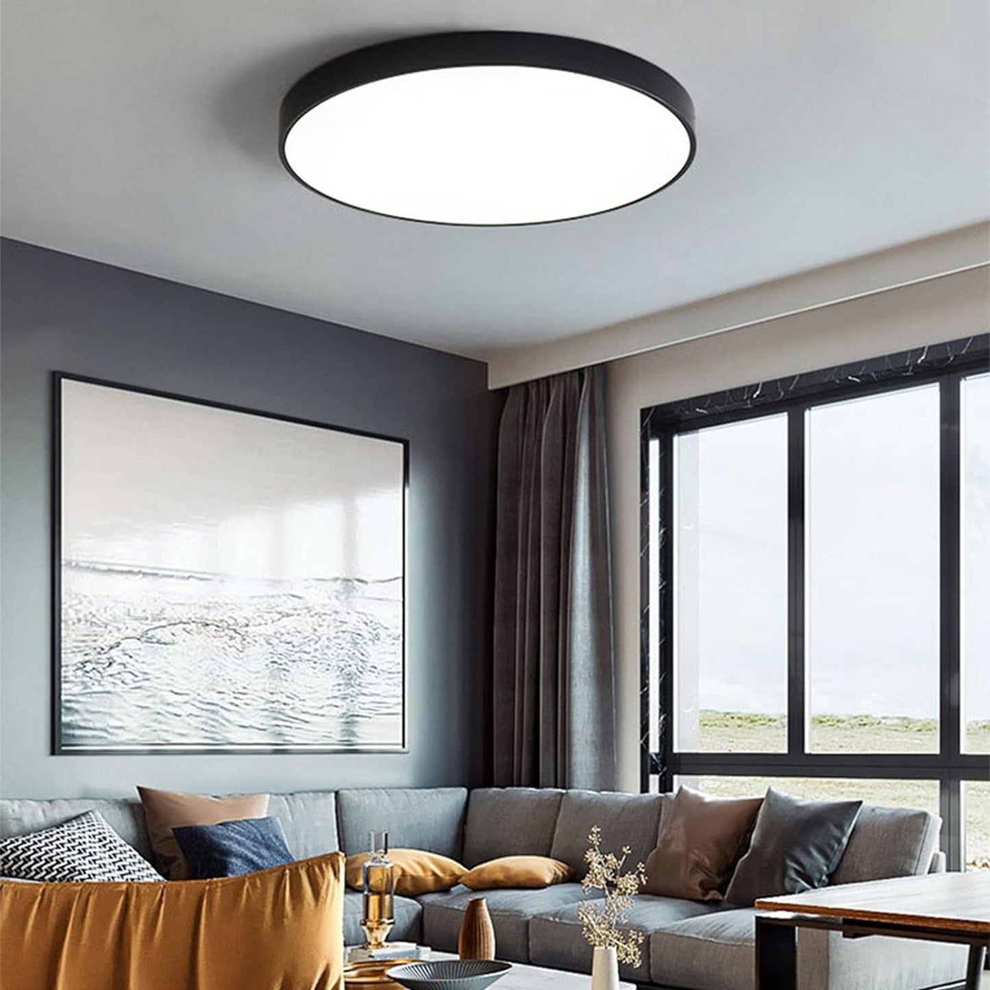 Circular Flush Mount LED Ceiling Light | Modern Home Illumination | Energy-Efficient Iron & Acrylic | Brick by Brick London 4