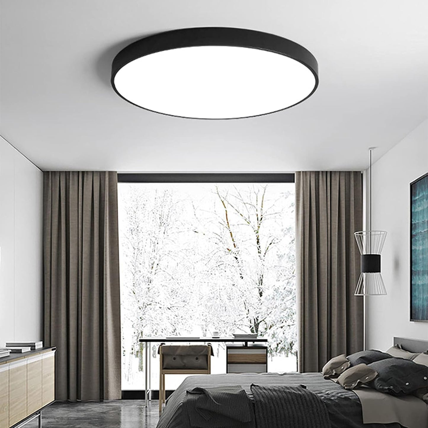 Circular Flush Mount LED Ceiling Light | Modern Home Illumination | Energy-Efficient Iron & Acrylic | Brick by Brick London 5