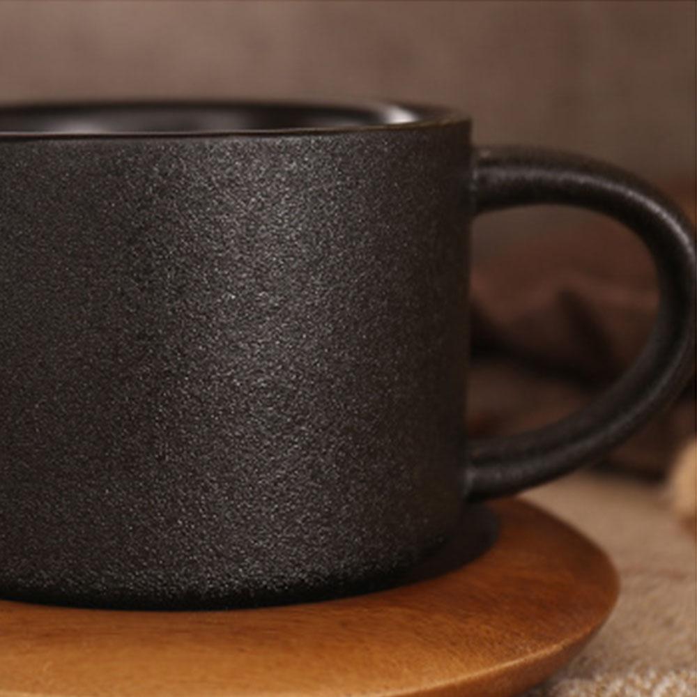 Coffee Mug – Black Stoneware – Diameter: 3.6 inches – Unique Oven-Baked Design for Stylish Beverages 1