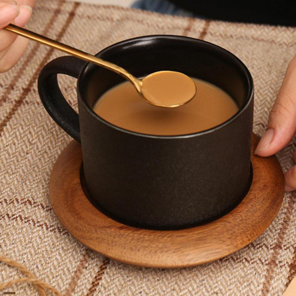 Coffee Mug – Black Stoneware – Diameter: 3.6 inches – Unique Oven-Baked Design for Stylish Beverages 2