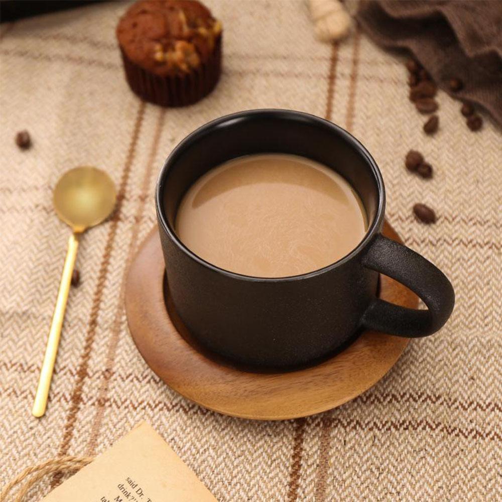 Coffee Mug – Black Stoneware – Diameter: 3.6 inches – Unique Oven-Baked Design for Stylish Beverages 3