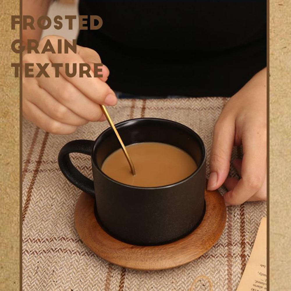 Coffee Mug – Black Stoneware – Diameter: 3.6 inches – Unique Oven-Baked Design for Stylish Beverages 5