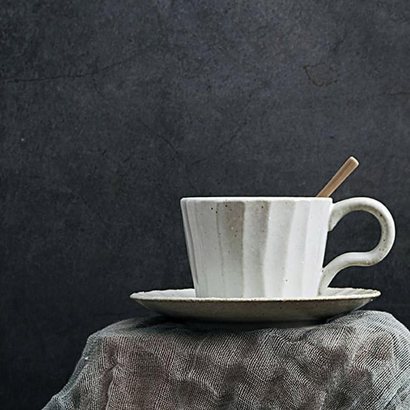 Coffee Mug – Stoneware – Diameter: 3 inches – Unique Yellow and Black Splatter Design with Long Spoon 0