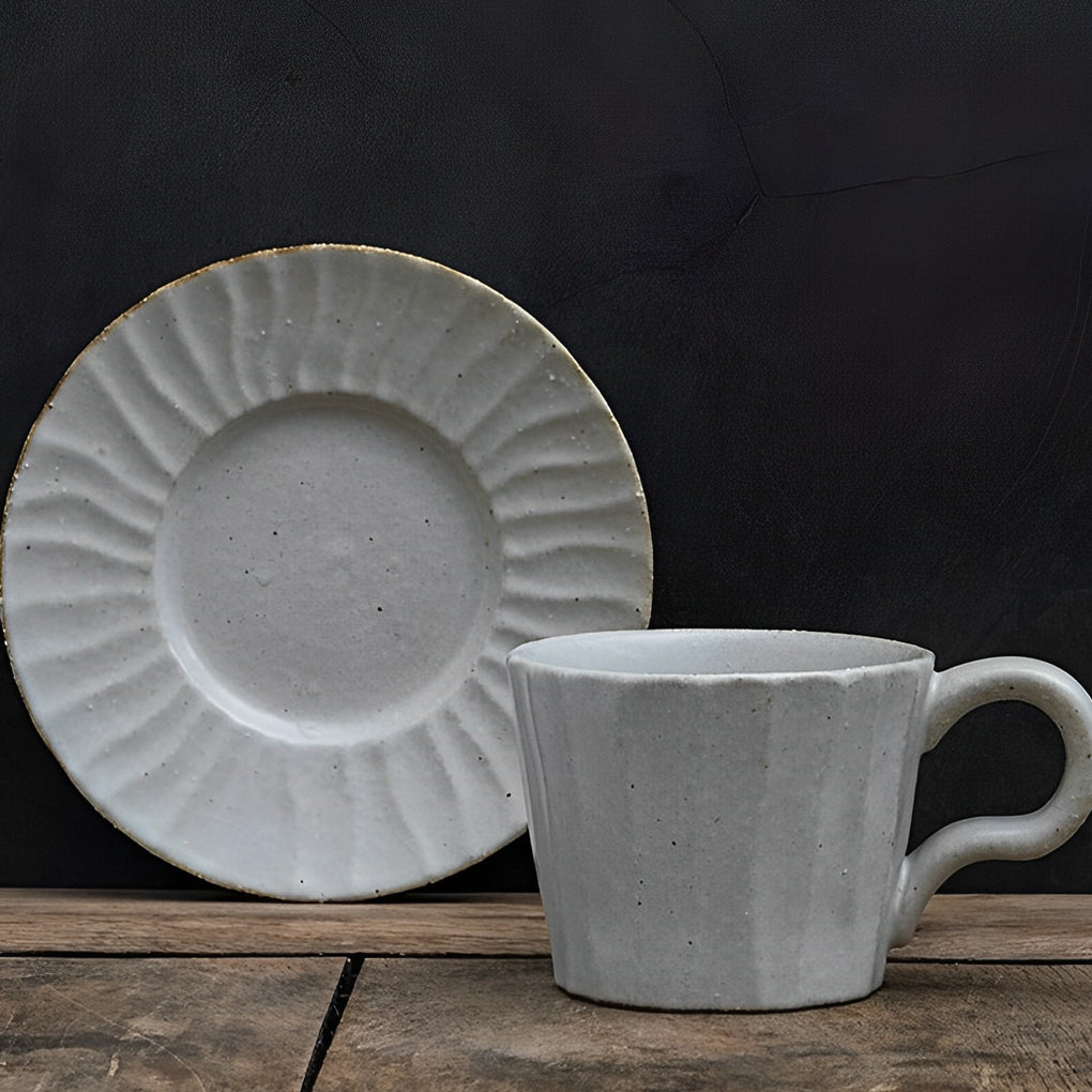 Coffee Mug – Stoneware – Diameter: 3 inches – Unique Yellow and Black Splatter Design with Long Spoon 5