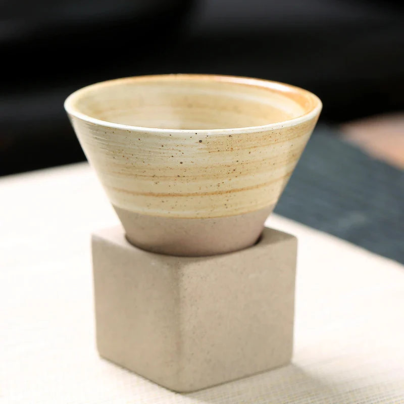 Espresso Cups – Vintage Ceramic – Capacity 100ml – Unique Cone Shape with Holder 0