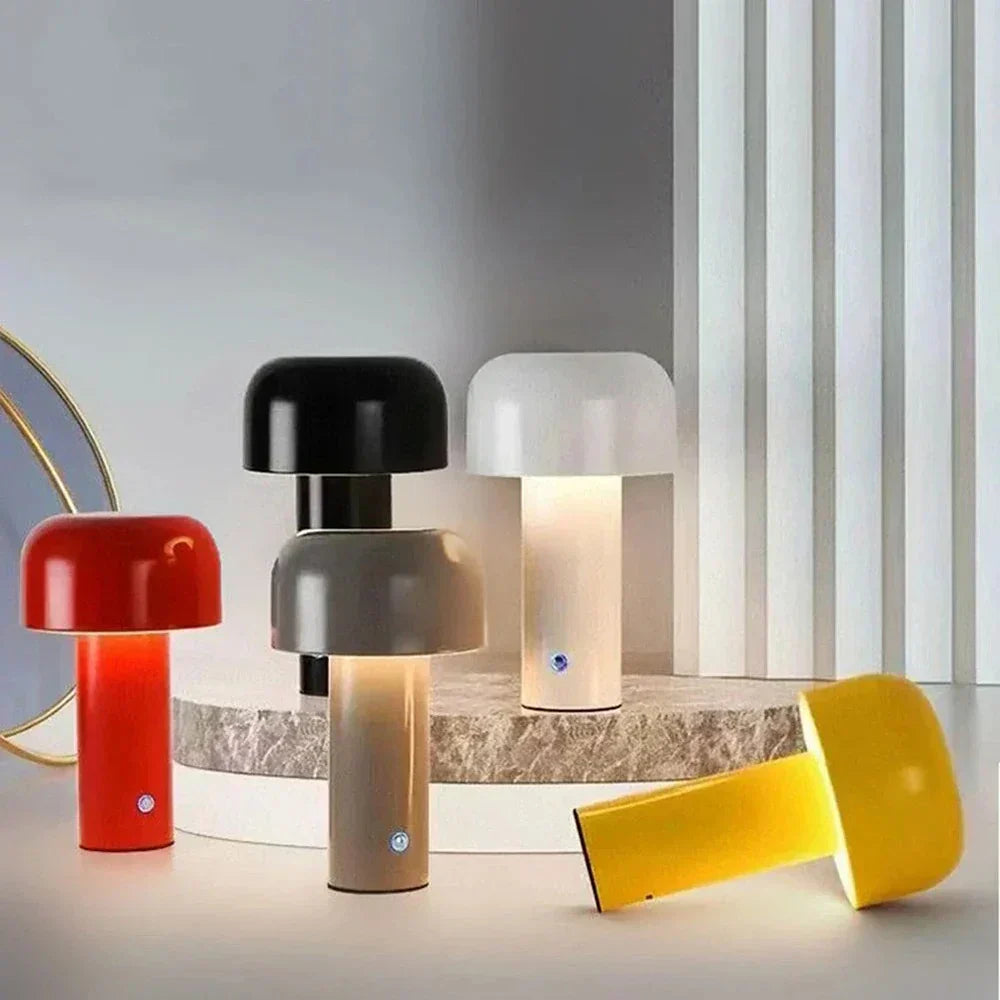 GlowSphere Table Lamp | Rechargeable Cordless Mushroom Design | Indoor Bedside Light | Eco-Friendly Ironwork & Acrylic | Brick by Brick London 1