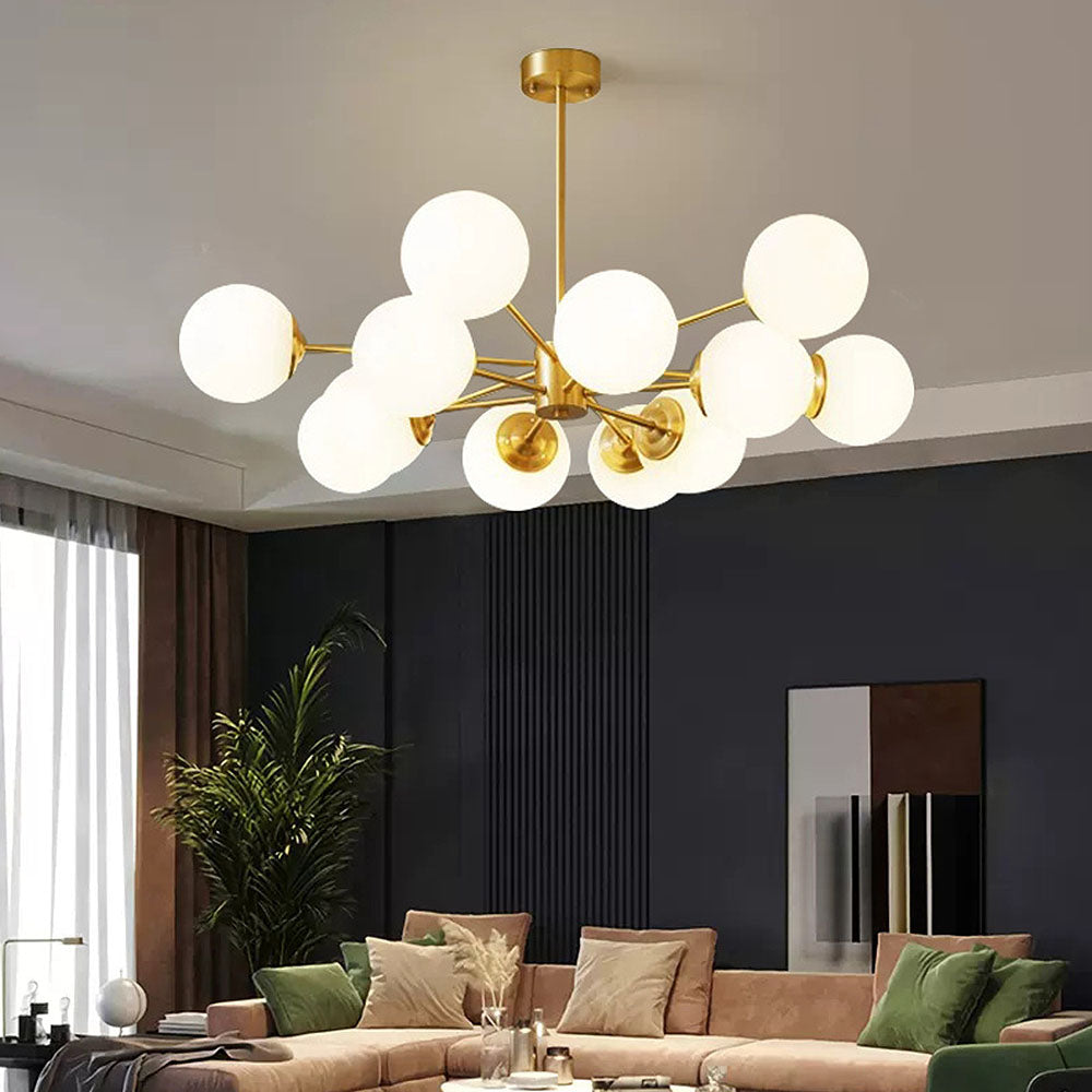 Gold Brass Chandelier Light | Elegant Designer Chandelier | Bedroom Lighting | Crystal Accents | Brick by Brick London 8