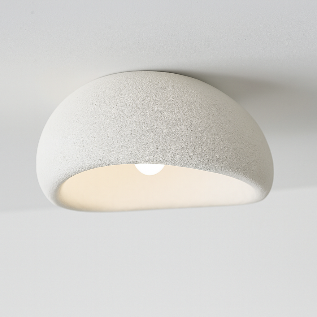 Japandi Wabi Sabi Resin Ceiling Light | Minimalist Home Illumination | 30cm Polystyrene & Plastic | Brick by Brick London 1