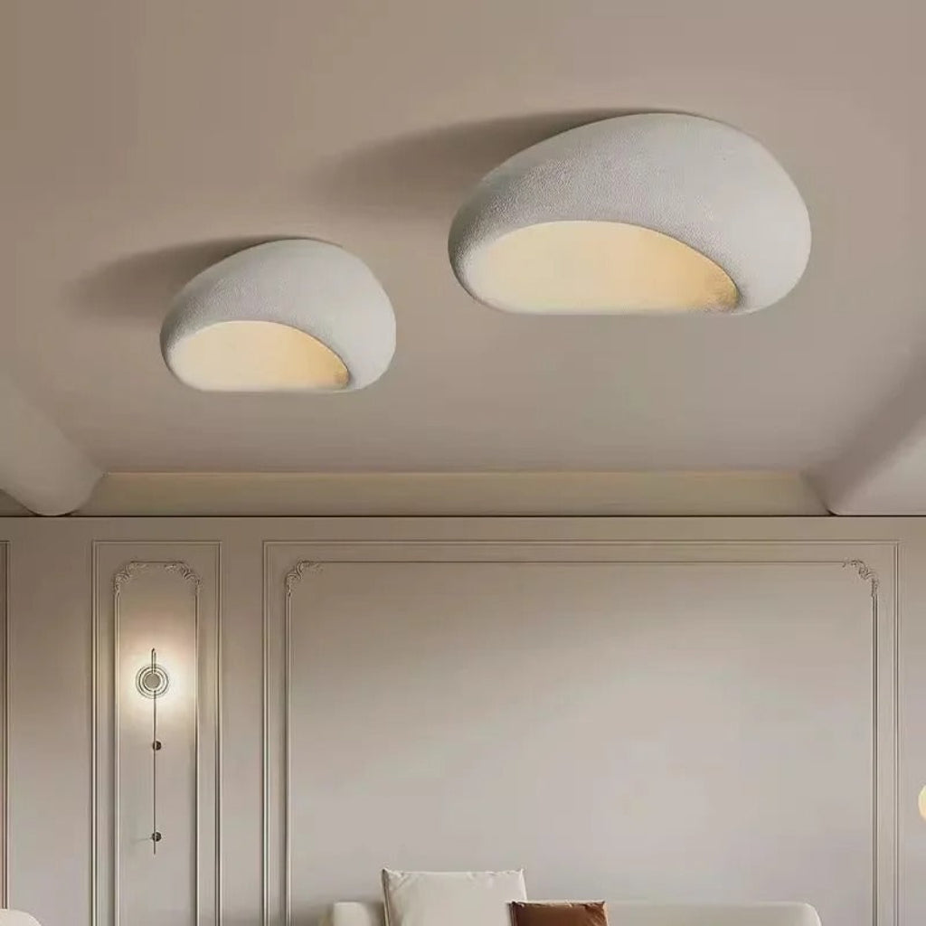 Japandi Wabi Sabi Resin Ceiling Light | Minimalist Home Illumination | 30cm Polystyrene & Plastic | Brick by Brick London 2