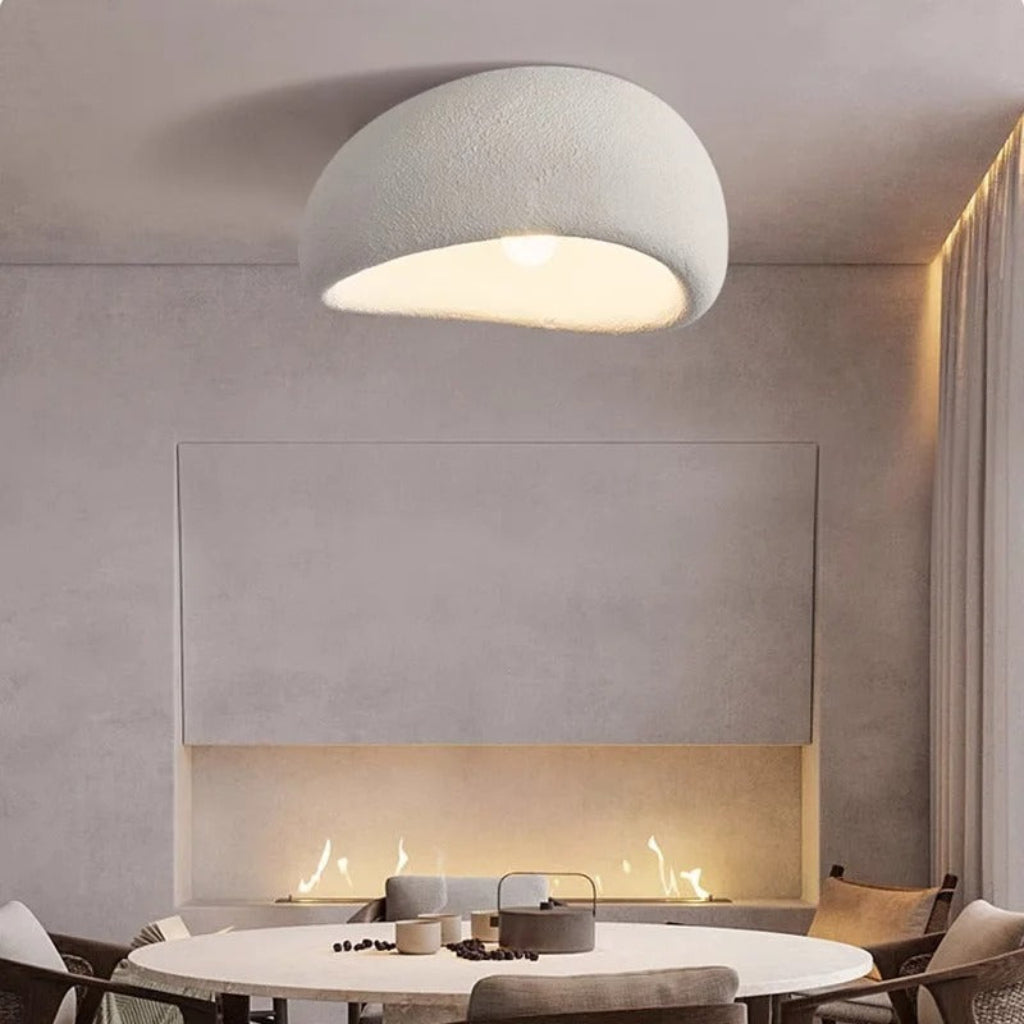 Japandi Wabi Sabi Resin Ceiling Light | Minimalist Home Illumination | 30cm Polystyrene & Plastic | Brick by Brick London 6