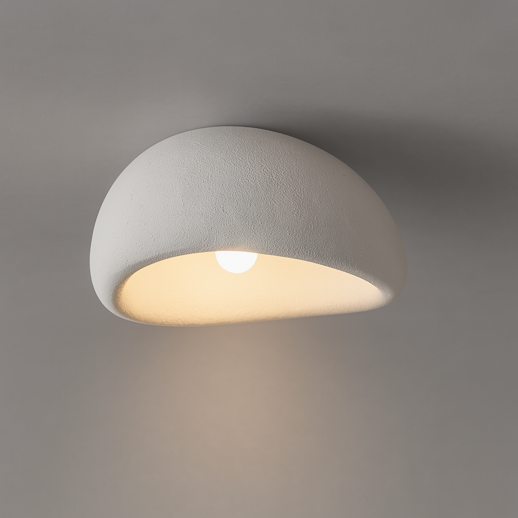 Japandi Wabi Sabi Resin Ceiling Light | Minimalist Home Illumination | 30cm Polystyrene & Plastic | Brick by Brick London 7