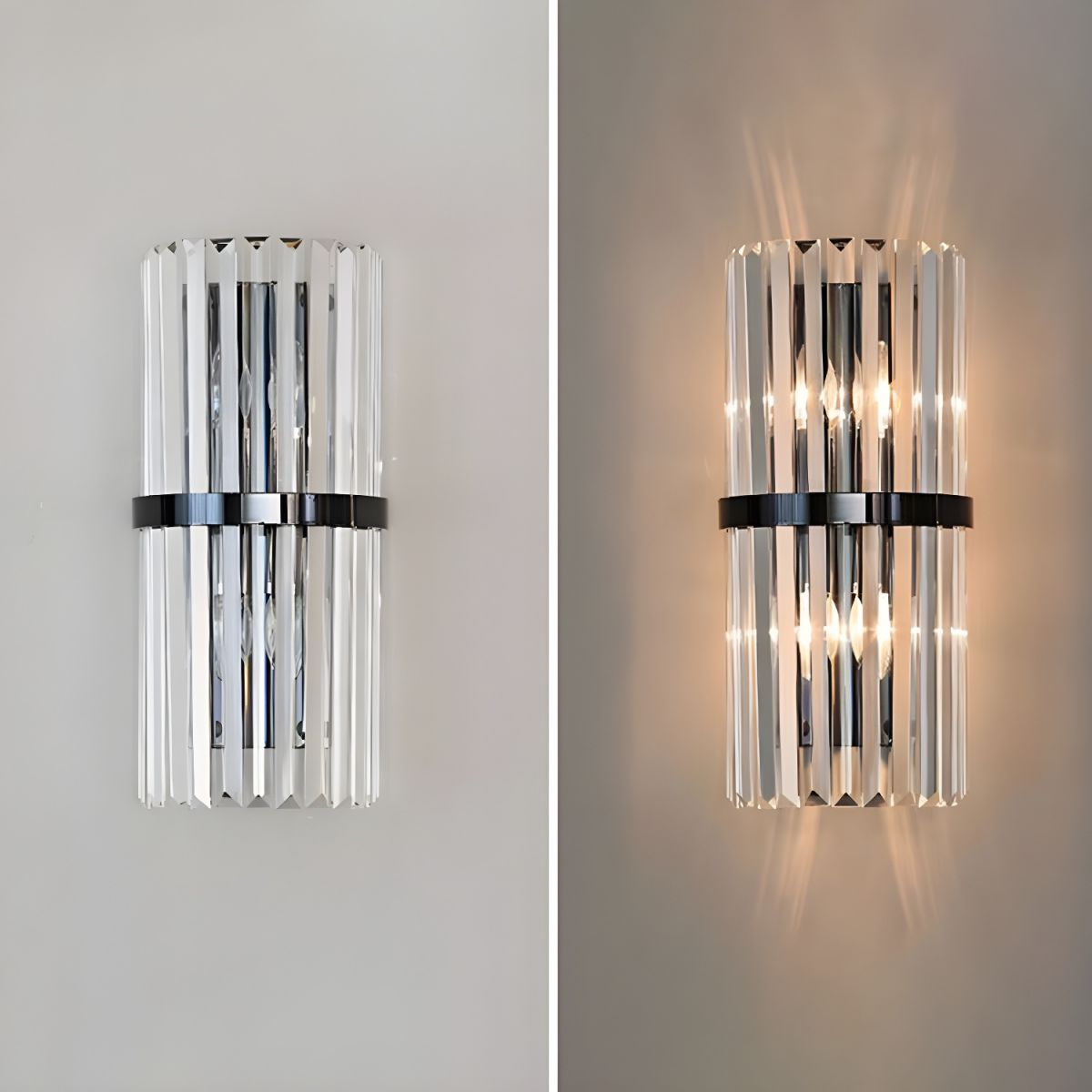 Luxurious Modern Wall Light | Stainless Steel & Crystal | Elegant Living Room Decor | Brick by Brick London 1