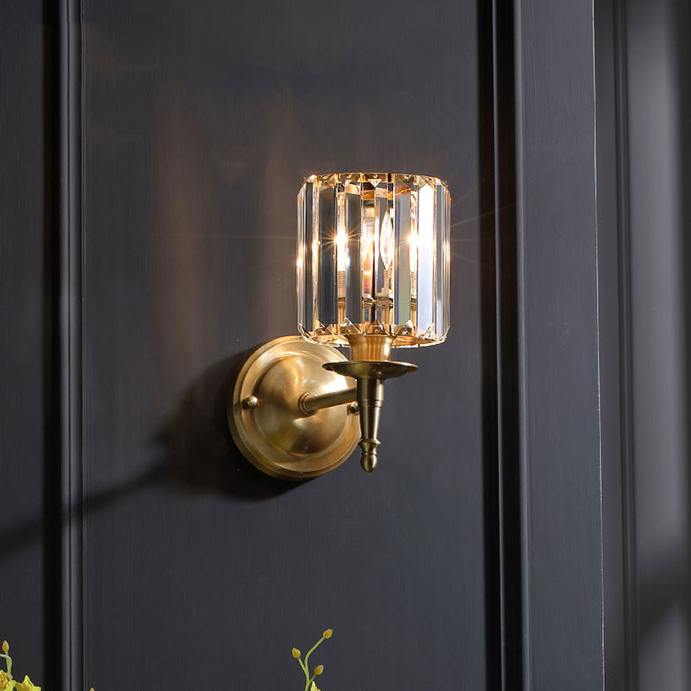 Luxury Clear Crystal Wall Light | Elegant Sconce for Hallways | Brass & Crystal | 5.9 Diameter | Brick by Brick London 1