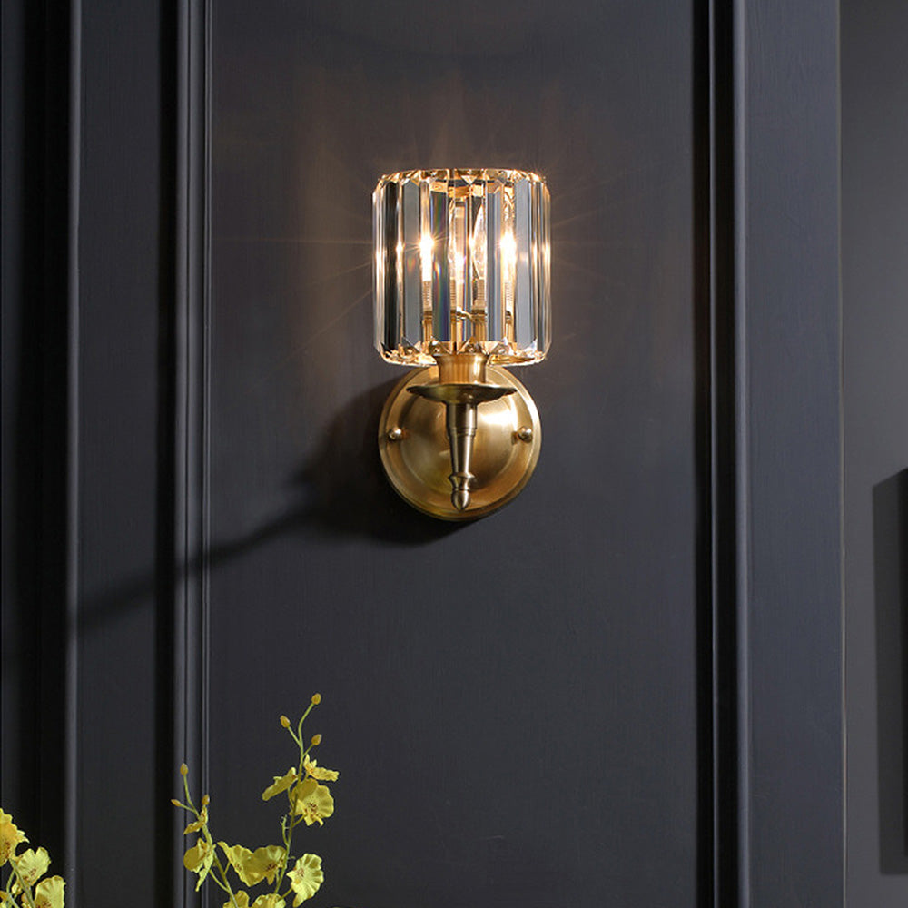 Luxury Clear Crystal Wall Light | Elegant Sconce for Hallways | Brass & Crystal | 5.9 Diameter | Brick by Brick London 2