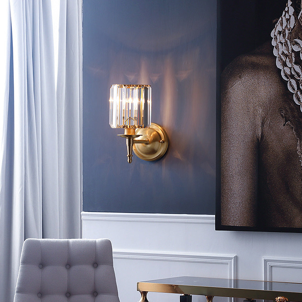 Luxury Clear Crystal Wall Light | Elegant Sconce for Hallways | Brass & Crystal | 5.9 Diameter | Brick by Brick London 3