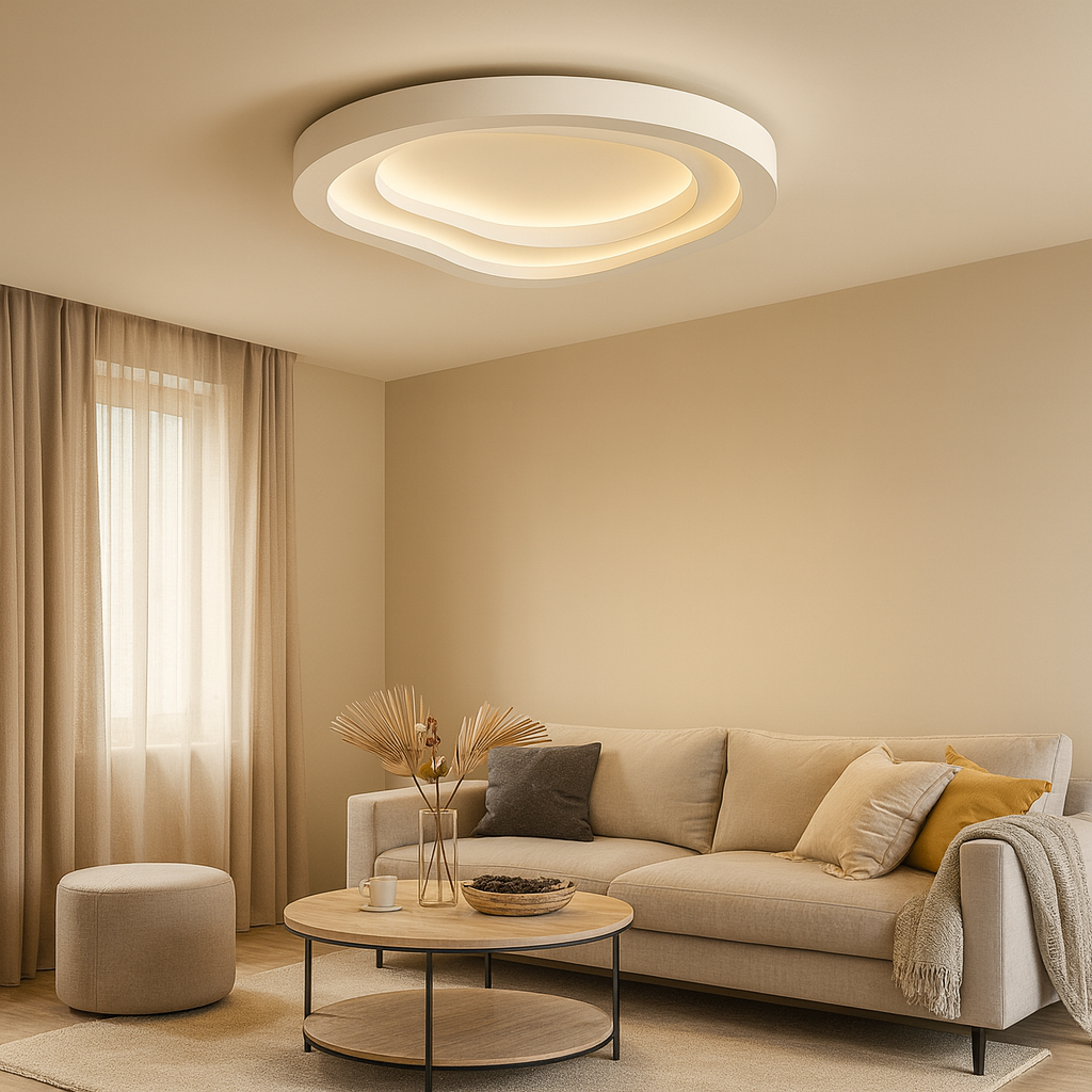 Modern Art Deco Chandelier | White LED Ceiling Light | Adjustable Brightness | Durable Iron Design | Brick by Brick London 1