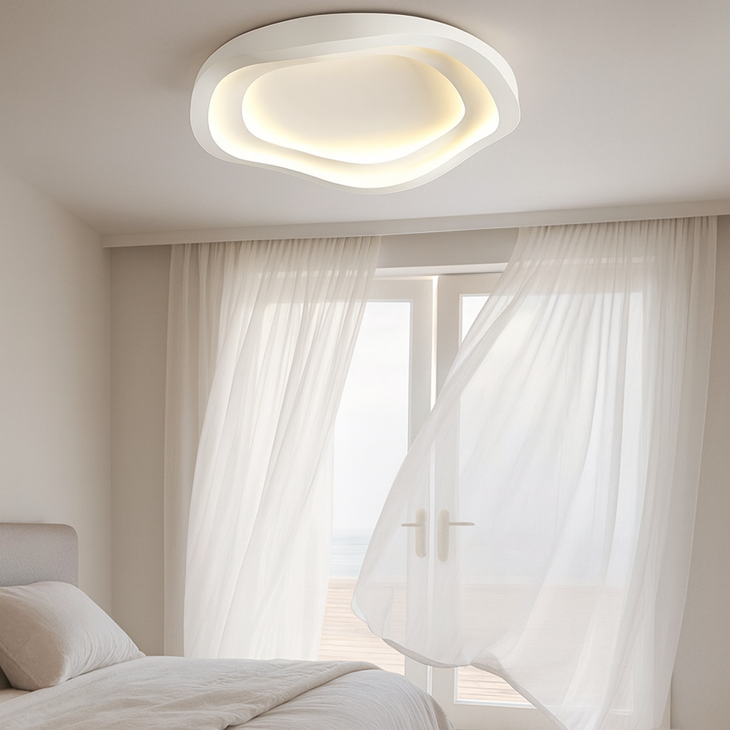Modern Art Deco Chandelier | White LED Ceiling Light | Adjustable Brightness | Durable Iron Design | Brick by Brick London 2