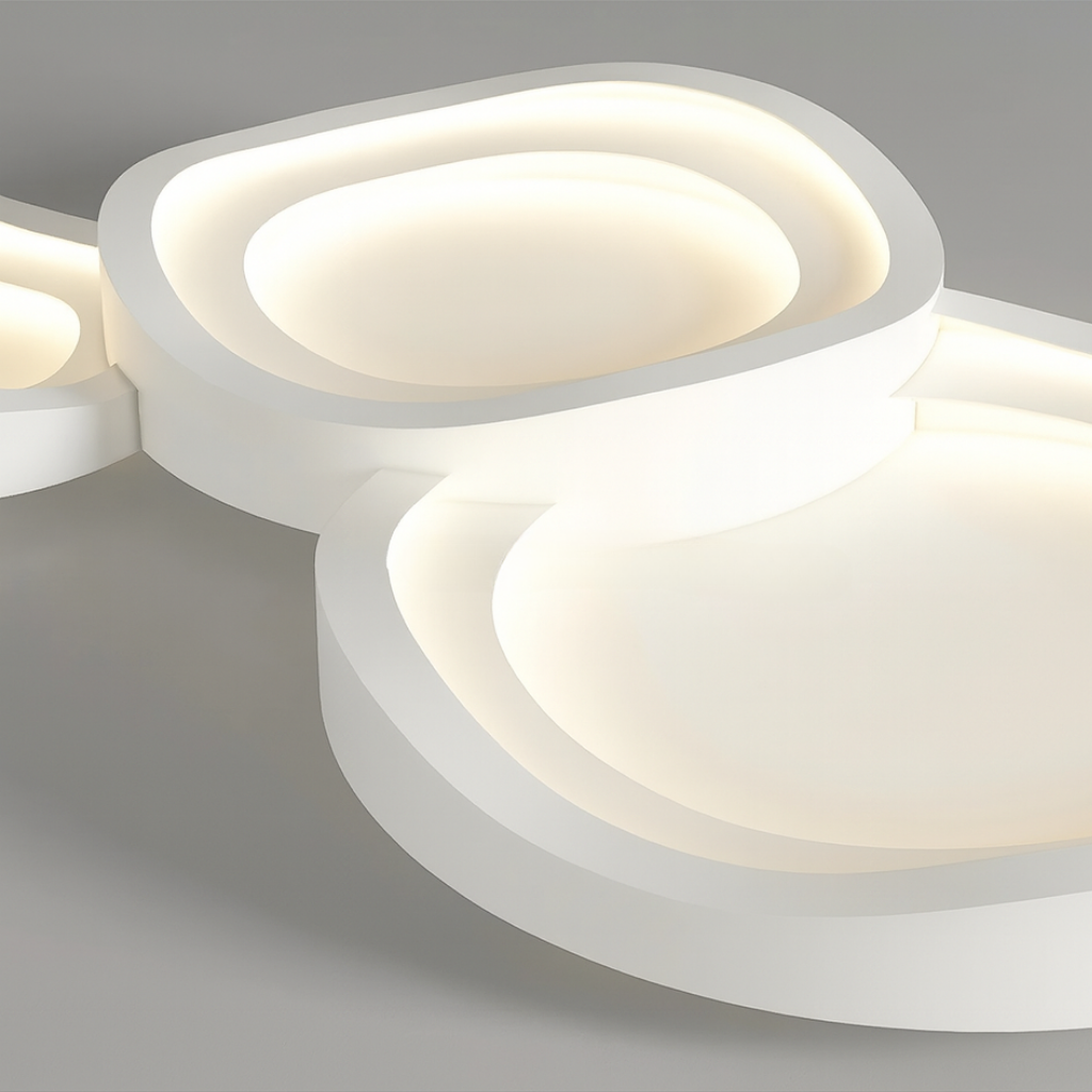 Modern Art Deco Chandelier | White LED Ceiling Light | Adjustable Brightness | Durable Iron Design | Brick by Brick London 5