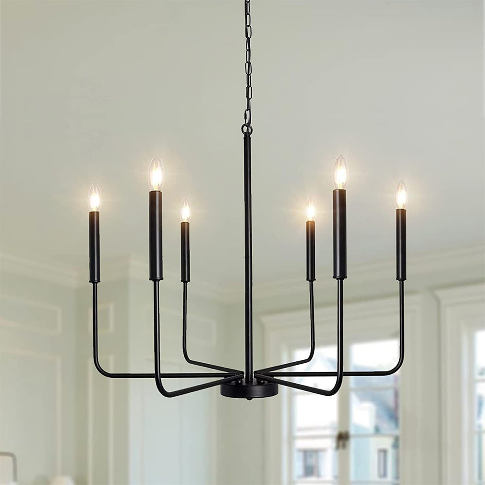 Modern Black Chandelier Light | 6/8-Light Hanging Fixture | Iron | Industrial Design for Living Room & Dining Room | Brick by Brick London 1