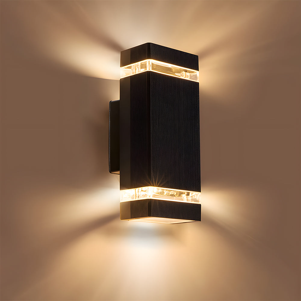 Modern Black Outdoor Wall Light | Up Down Exterior Wall Lantern | IP65 Aluminum & Acrylic | Brick by Brick London 0