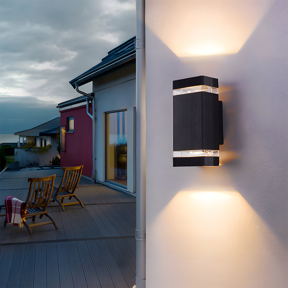 Modern Black Outdoor Wall Light | Up Down Exterior Wall Lantern | IP65 Aluminum & Acrylic | Brick by Brick London 1