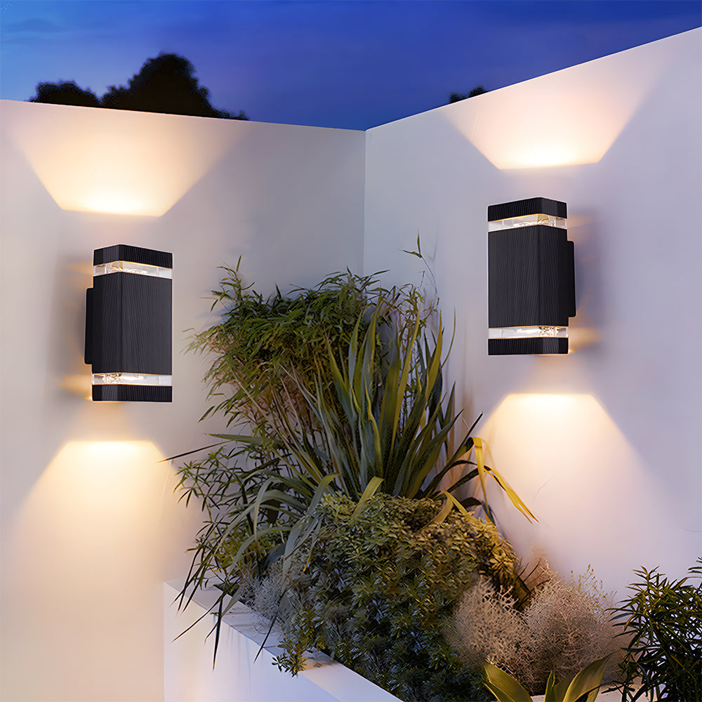 Modern Black Outdoor Wall Light | Up Down Exterior Wall Lantern | IP65 Aluminum & Acrylic | Brick by Brick London 2