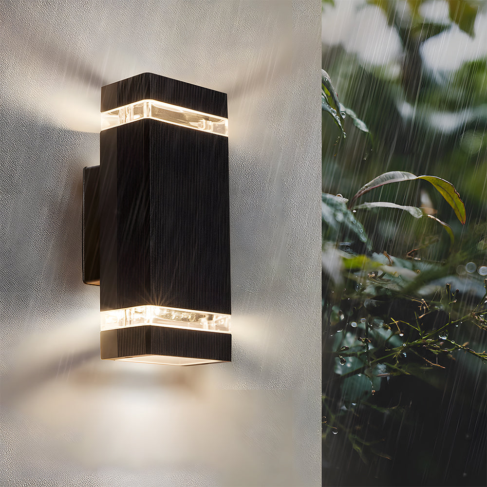 Modern Black Outdoor Wall Light | Up Down Exterior Wall Lantern | IP65 Aluminum & Acrylic | Brick by Brick London 3