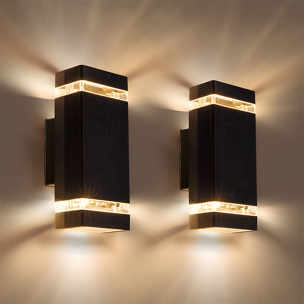Modern Black Outdoor Wall Light | Up Down Exterior Wall Lantern | IP65 Aluminum & Acrylic | Brick by Brick London 4