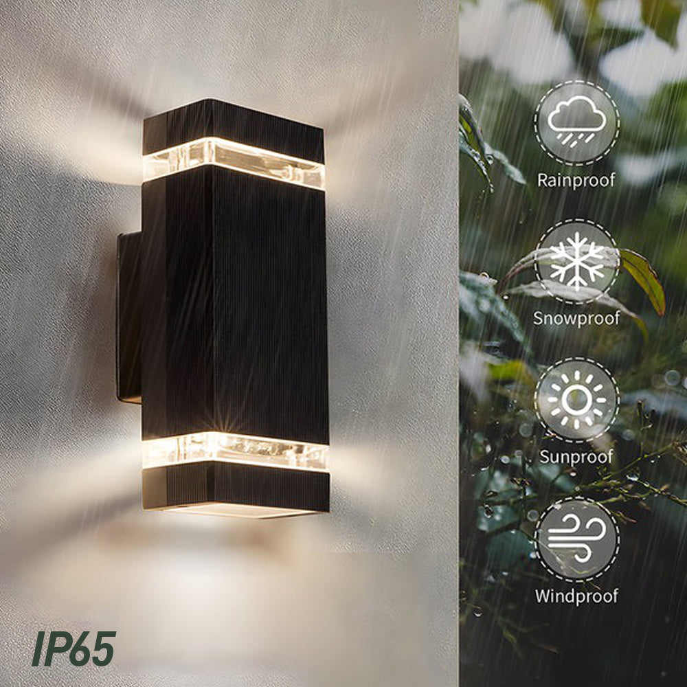 Modern Black Outdoor Wall Light | Up Down Exterior Wall Lantern | IP65 Aluminum & Acrylic | Brick by Brick London 5