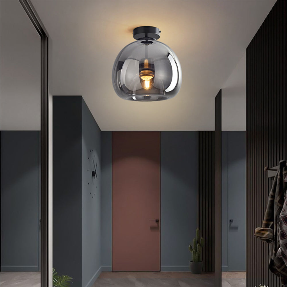 Modern Copper Glass Ceiling Light | Elegant Hallway Fixture | 9.8 Diameter | Brick by Brick London 0