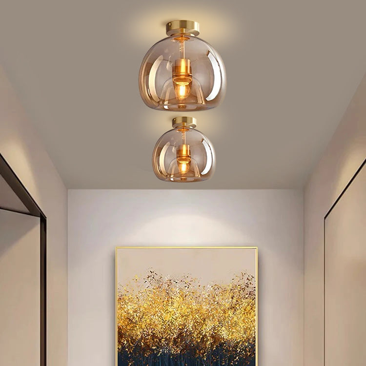 Modern Copper Glass Ceiling Light | Elegant Hallway Fixture | 9.8 Diameter | Brick by Brick London 10