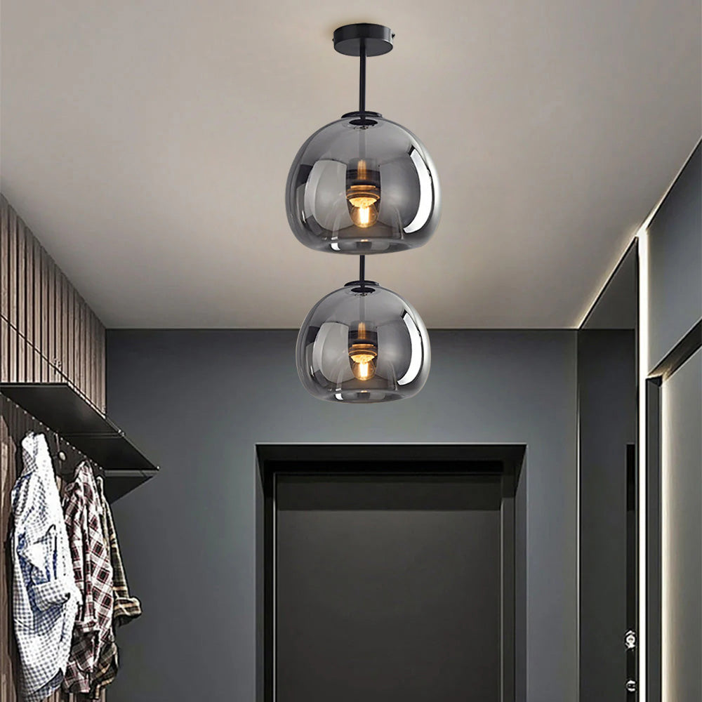 Modern Copper Glass Ceiling Light | Elegant Hallway Fixture | 9.8 Diameter | Brick by Brick London 3