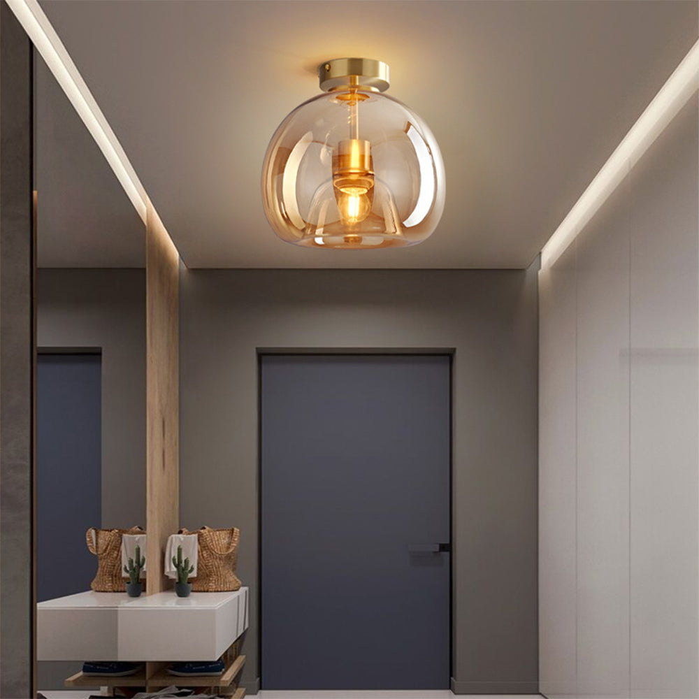 Modern Copper Glass Ceiling Light | Elegant Hallway Fixture | 9.8 Diameter | Brick by Brick London 4