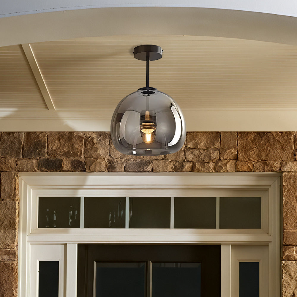 Modern Copper Glass Ceiling Light | Elegant Hallway Fixture | 9.8 Diameter | Brick by Brick London 5