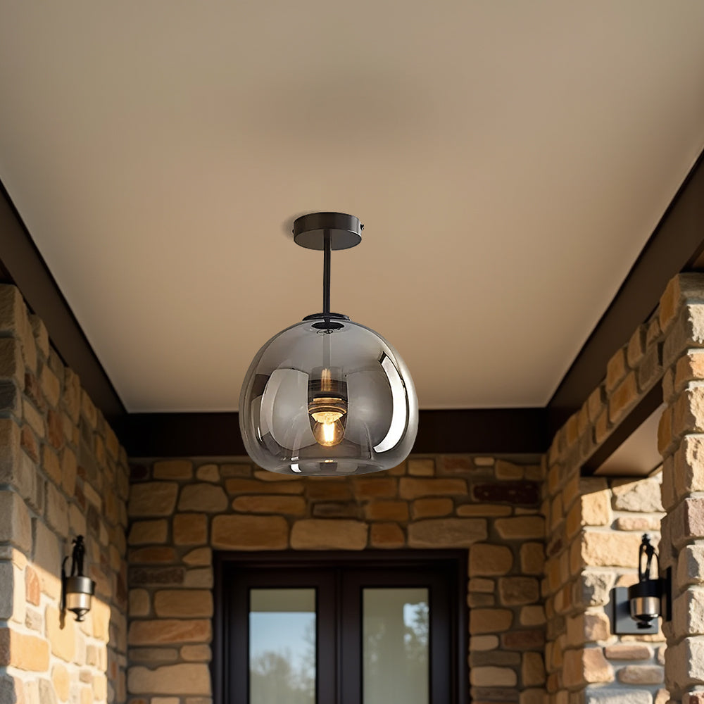 Modern Copper Glass Ceiling Light | Elegant Hallway Fixture | 9.8 Diameter | Brick by Brick London 6