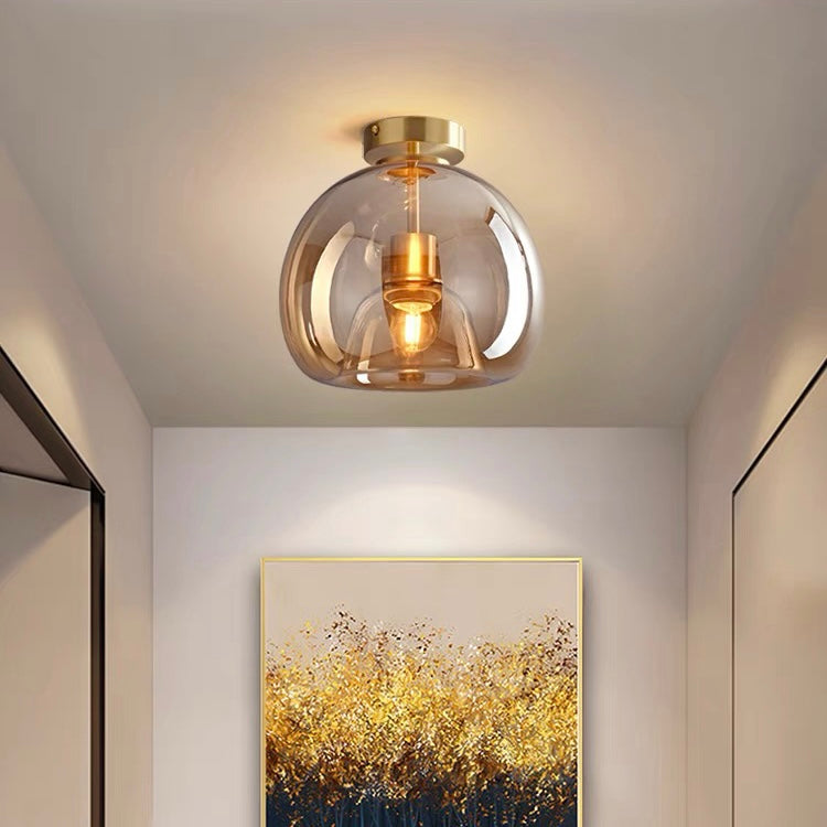 Modern Copper Glass Ceiling Light | Elegant Hallway Fixture | 9.8 Diameter | Brick by Brick London 8