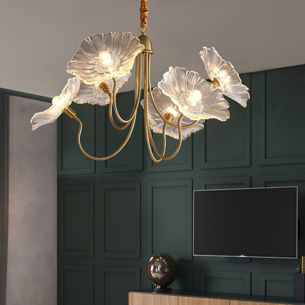 Modern Lotus Leaf Chandelier Light | Elegant Glass Lighting for Living Room | 21.65 | Brick by Brick London 5