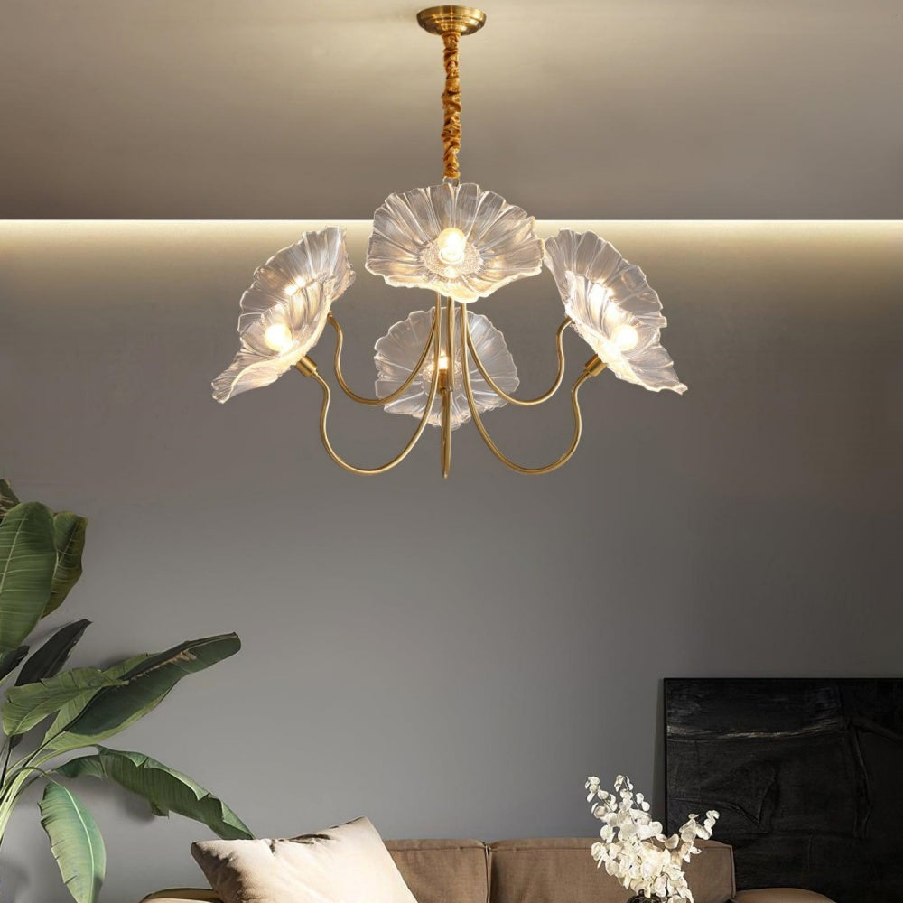 Modern Lotus Leaf Chandelier Light | Elegant Glass Lighting for Living Room | 21.65 | Brick by Brick London 7