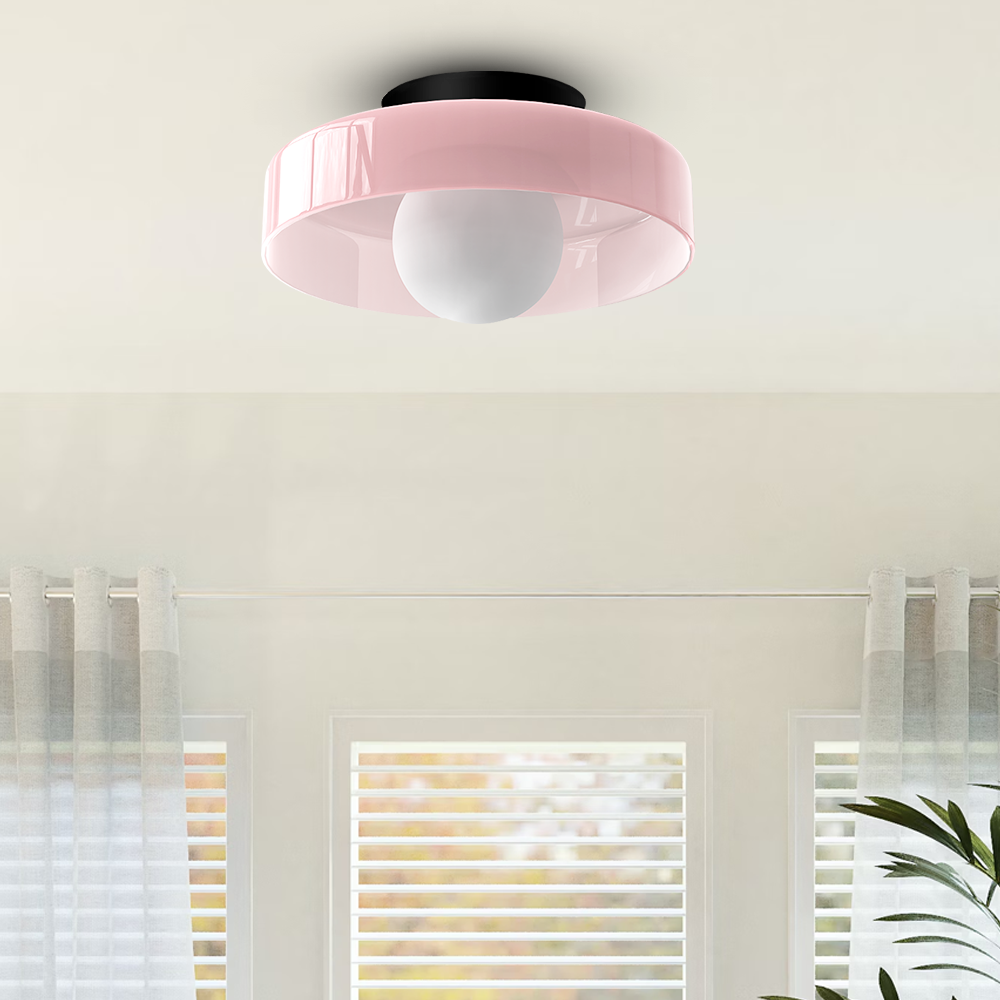 Modern Round Flush Mount Ceiling Light | Kitchen Illumination | Compact Glass Fixture | 9.84 | Brick by Brick London 10