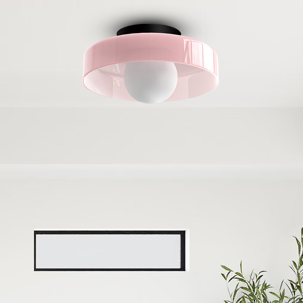 Modern Round Flush Mount Ceiling Light | Kitchen Illumination | Compact Glass Fixture | 9.84 | Brick by Brick London 12
