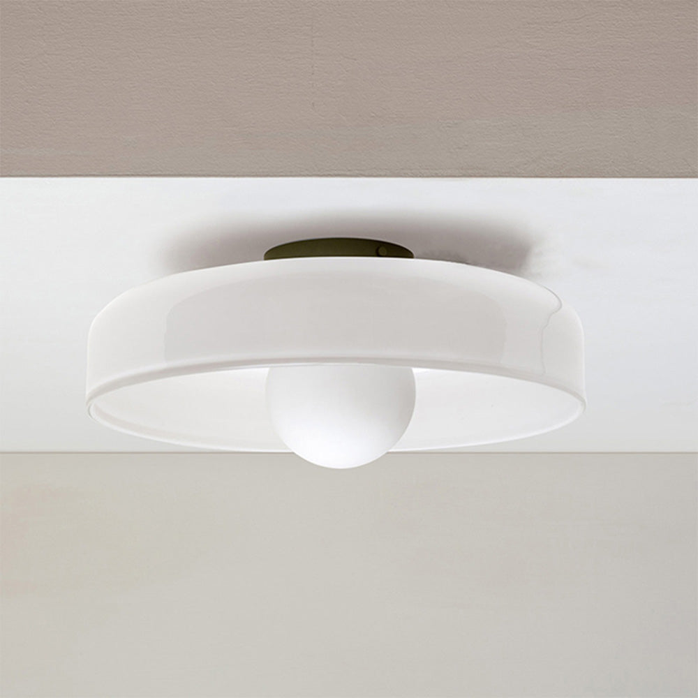 Modern Round Flush Mount Ceiling Light | Kitchen Illumination | Compact Glass Fixture | 9.84 | Brick by Brick London 13