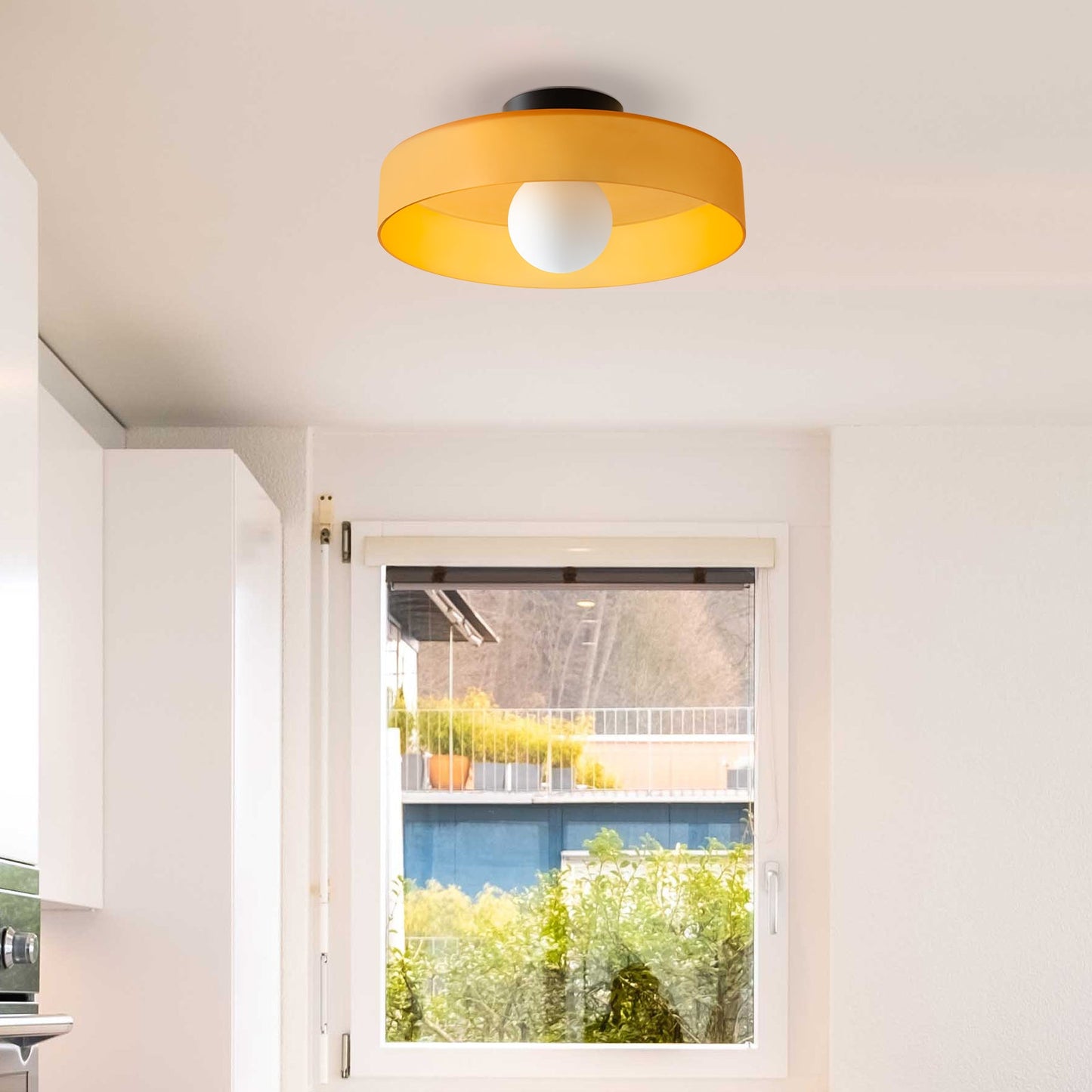 Modern Round Flush Mount Ceiling Light | Kitchen Illumination | Compact Glass Fixture | 9.84 | Brick by Brick London 15