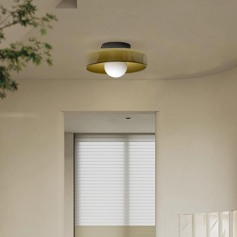Modern Round Flush Mount Ceiling Light | Kitchen Illumination | Compact Glass Fixture | 9.84 | Brick by Brick London 2