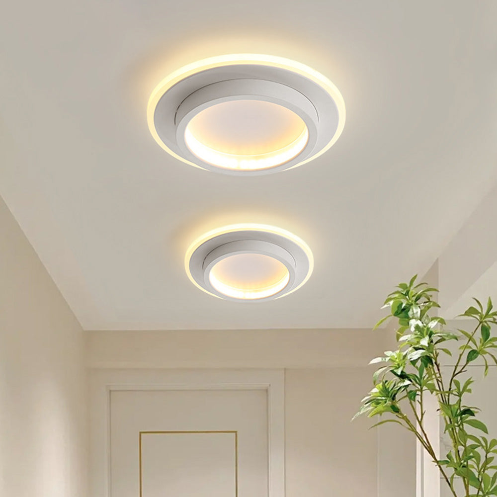 Modern Round Flush Mount Ceiling Light | LED Fixture for Hallway | 21/24CM Metal & Acrylic | Energy Efficient | Brick by Brick London 11