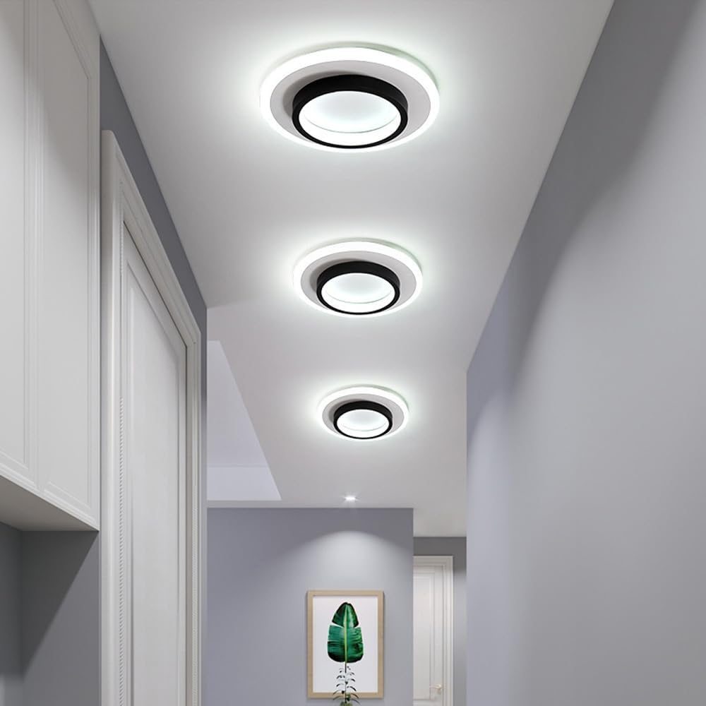 Modern Round Flush Mount Ceiling Light | LED Fixture for Hallway | 21/24CM Metal & Acrylic | Energy Efficient | Brick by Brick London 2