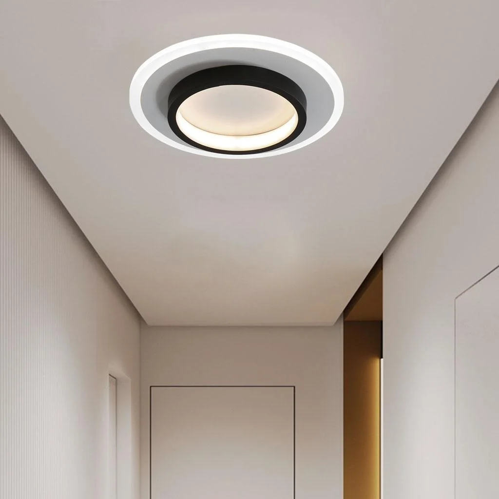 Modern Round Flush Mount Ceiling Light | LED Fixture for Hallway | 21/24CM Metal & Acrylic | Energy Efficient | Brick by Brick London 3